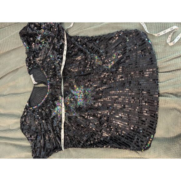 Vintage 80s 90s Silk Handbeaded Womens Size XL Sequin Blouse Top Shirt New Years - Picture 4 of 5